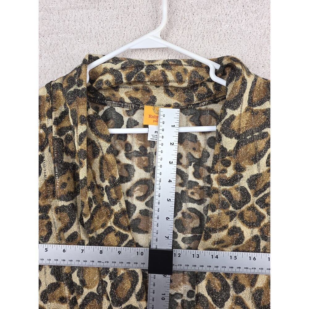 Ruby Rd. Petite Leopard Print Metallic Cardigan Size PL - Picture 8 of 8